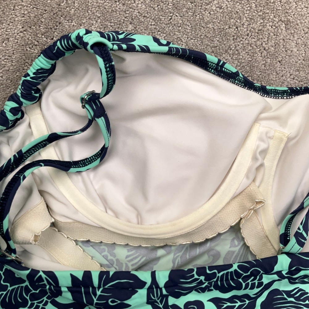 Lands' End Tankini Top Women 16 Mint Green Floral Underwire Ruched - Picture 7 of 10